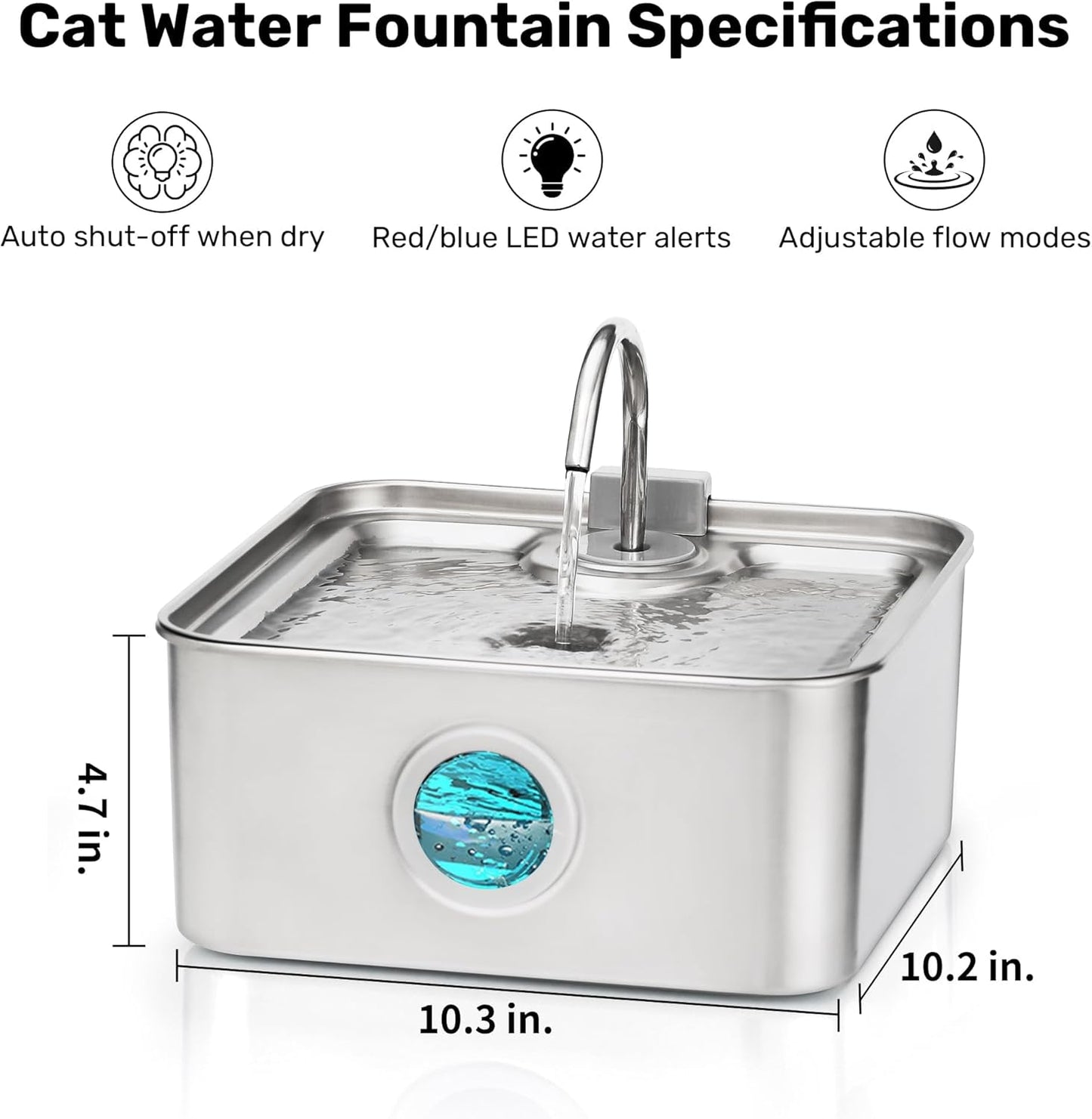 FUKUMARU Dog Water Fountain, 1.8 Gal/7L Stainless Steel Large Pet Fountain for Multi-Pet Households, 2026 Upgraded Ultra Quiet Automatic Water Dispenser with 4-Stage Filtration & 3 Filters, Silver