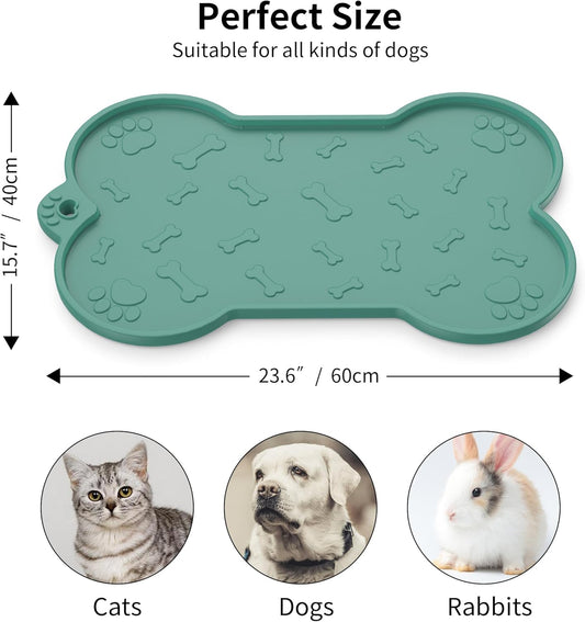 Cat Feeding Mat, Silicone Waterproof Cat Food Mat for Feeder and Fountain,Dog Cat Bowl Mat with Raised Edge Puppy Kitten Feeding Mats