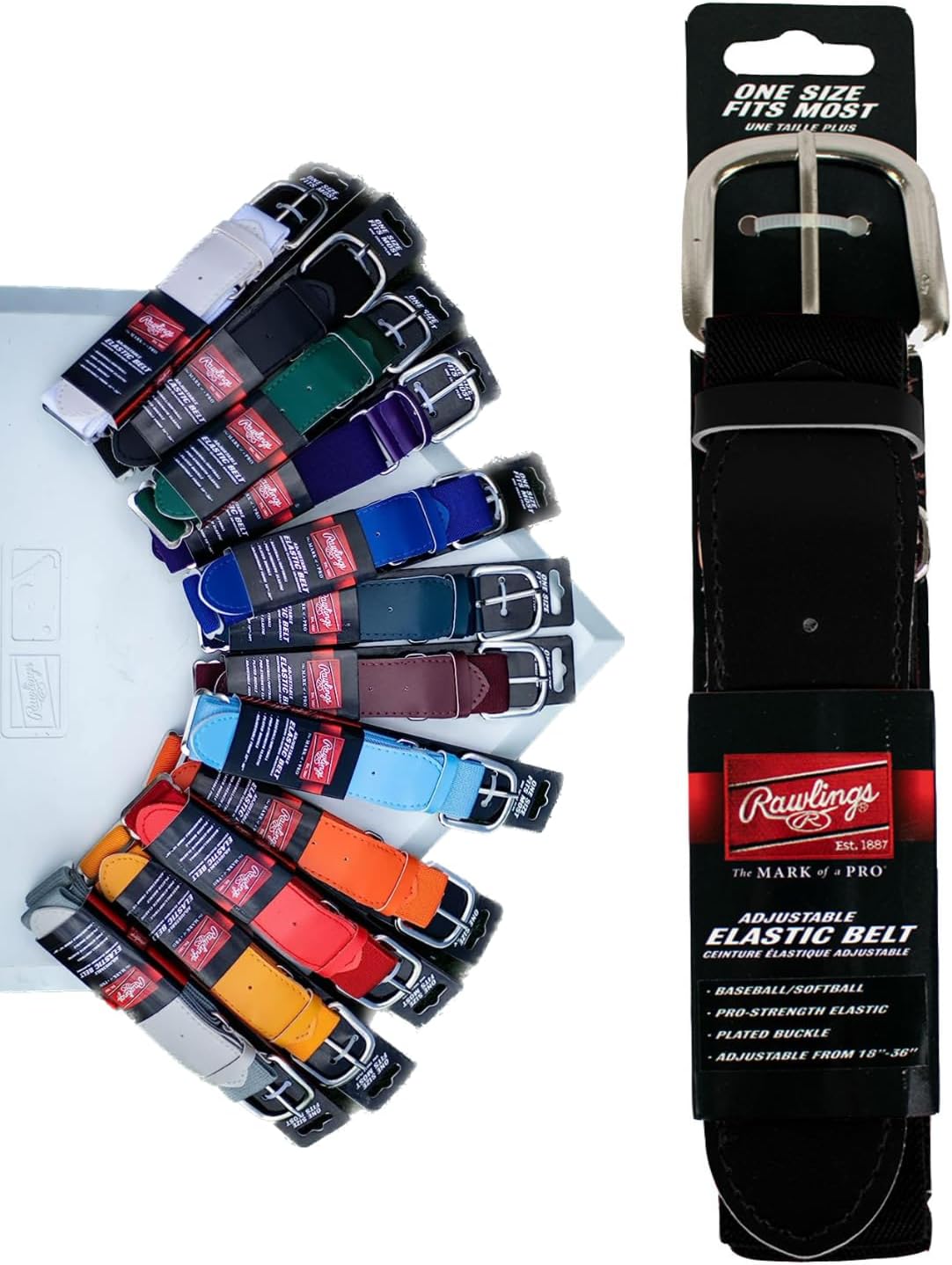 Rawlings | Elastic Game Day Belt | Baseball/Softball | Adult/Youth | Multiple Colors