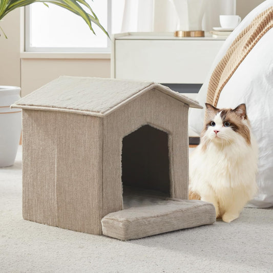 Cat Beds for Indoor Cats,Large Cat Houses for Cats,Small Dogs,Cat Cave with Orthopedic Cushion,Foldable Cat Condos,Hideaway,Shelter,Cat Tent for Small and Medium Pet Bed