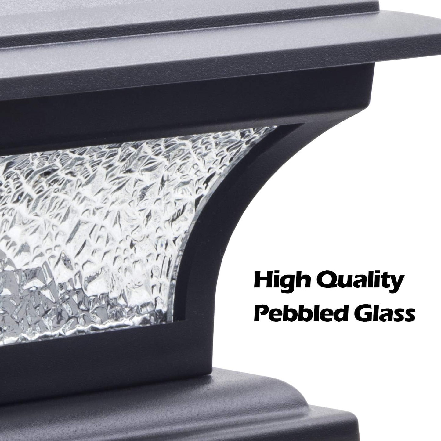 SIEDiNLAR Solar Post Lights Outdoor Glass LED Fence Cap Light 2 Modes for 4x4 5x5 6x6 Posts Deck Patio Garden Decoration Warm White/Cool White Lighting Black (2 Pack)