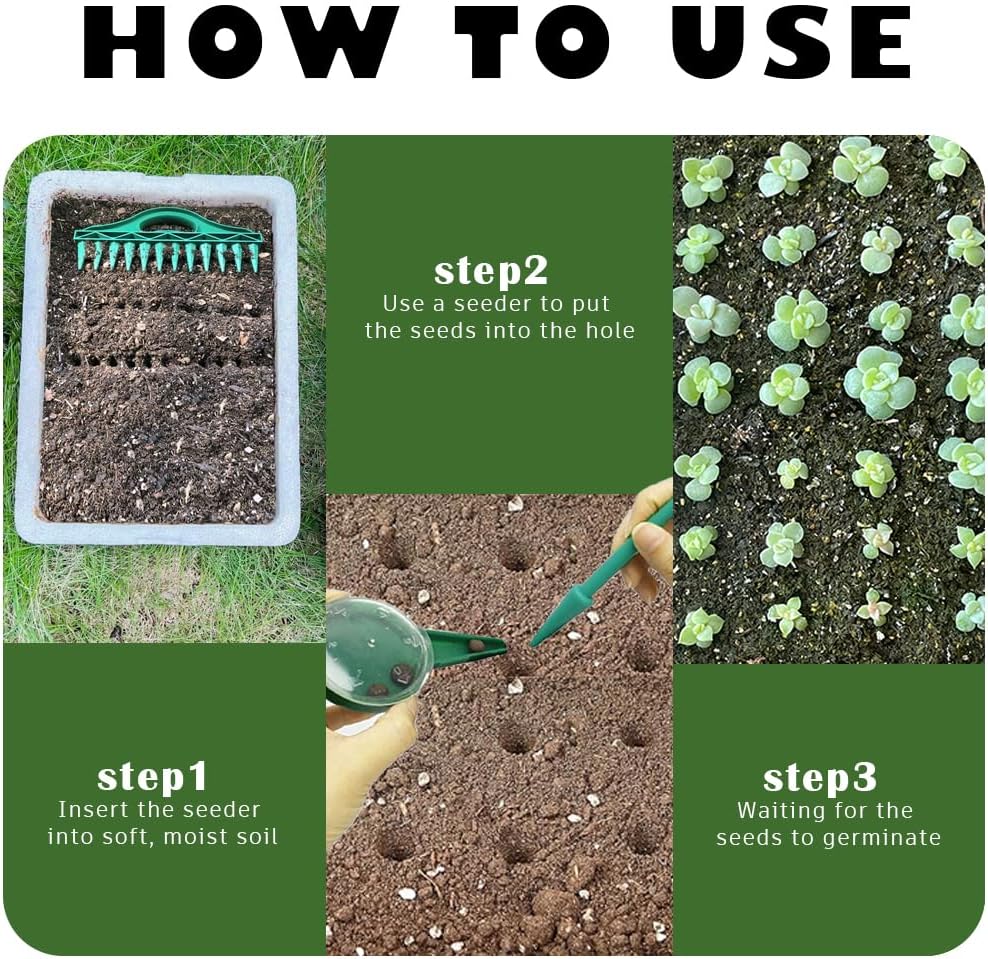 7 Piece Sowing Seeds Dispenser Set, with 12 Hole Seeder, Upgraded mini Seed Spreader, Garden Seed Planting Tool, Multifunctional Interval Gardening Tool, Handheld Seed Spreader