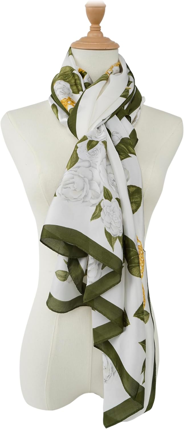 YOUR SMILE Large Mulberry Silk Feeling Long Stain Scarf Lightweight Sunscreen Shawls Wraps for Women