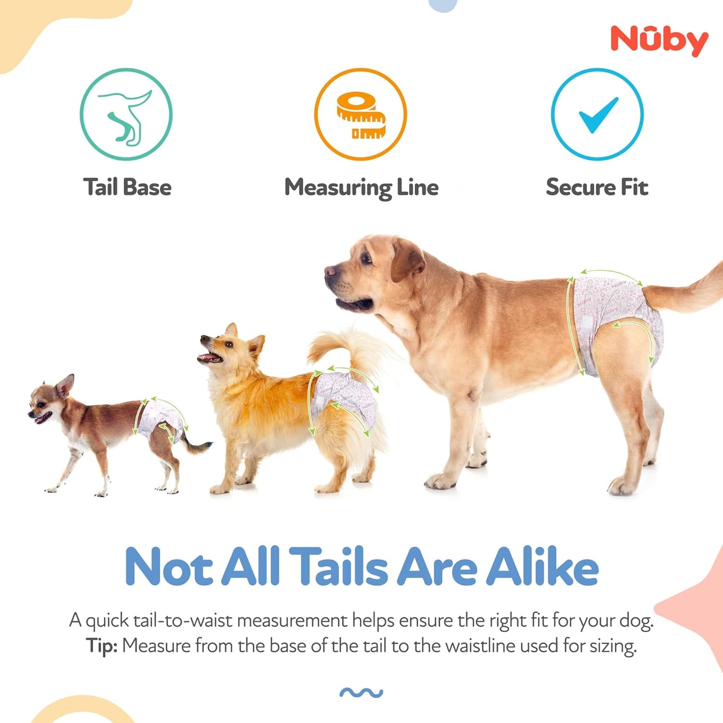 Nuby Pets Disposable Female Dog Diapers with Wetness Indicator, Leak-Resistant & Absorbent for Dogs in Heat, Training & Incontinence, X-Small (9-16” Waist), 50 Count