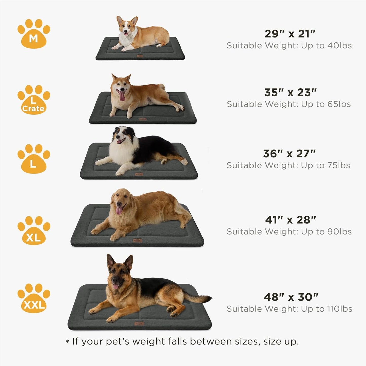 Joydeco Low Profile Dog Crate Mat Reversible Bed Pad, Washable Dog Pad Mat with Ultra Soft Fleece, Compact Design Kennel Beds Mats for Large Medium Small Pets, 35" x 23" Dark Gray