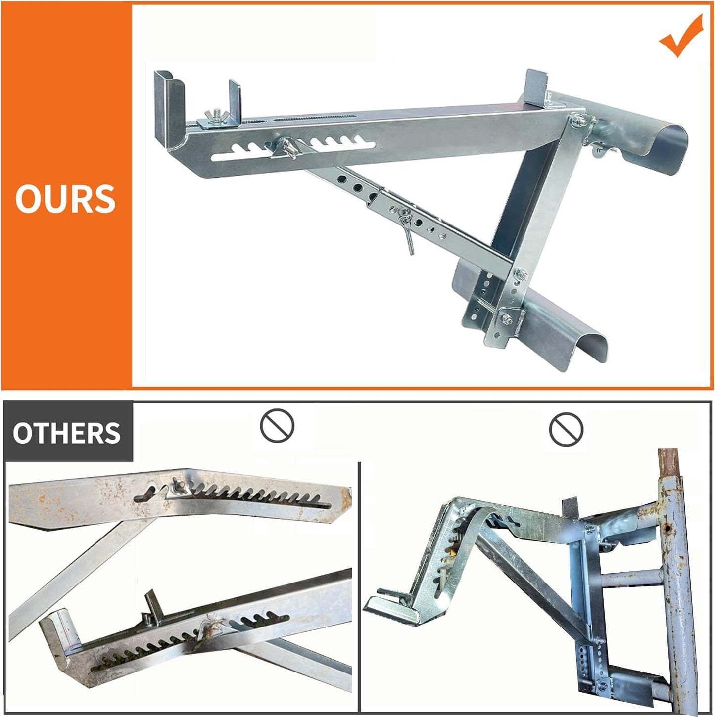 Ladder Jacks Scaffold Bracket, Two-Rung Short Body Extension Ladder Jack for Working Stage (1 Pair)