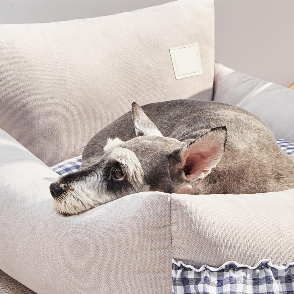 Dog Bed Creative Backrest Pet Sofa Bed Four Seasons Universal Removable and Washable Dog Kennel Cat Kennel Warm in Winter Pet Bed (Color : Gray, Size : 63cm*55cm20cm) (Pink 29.1"L x 25.6"W x 8.7"Th)