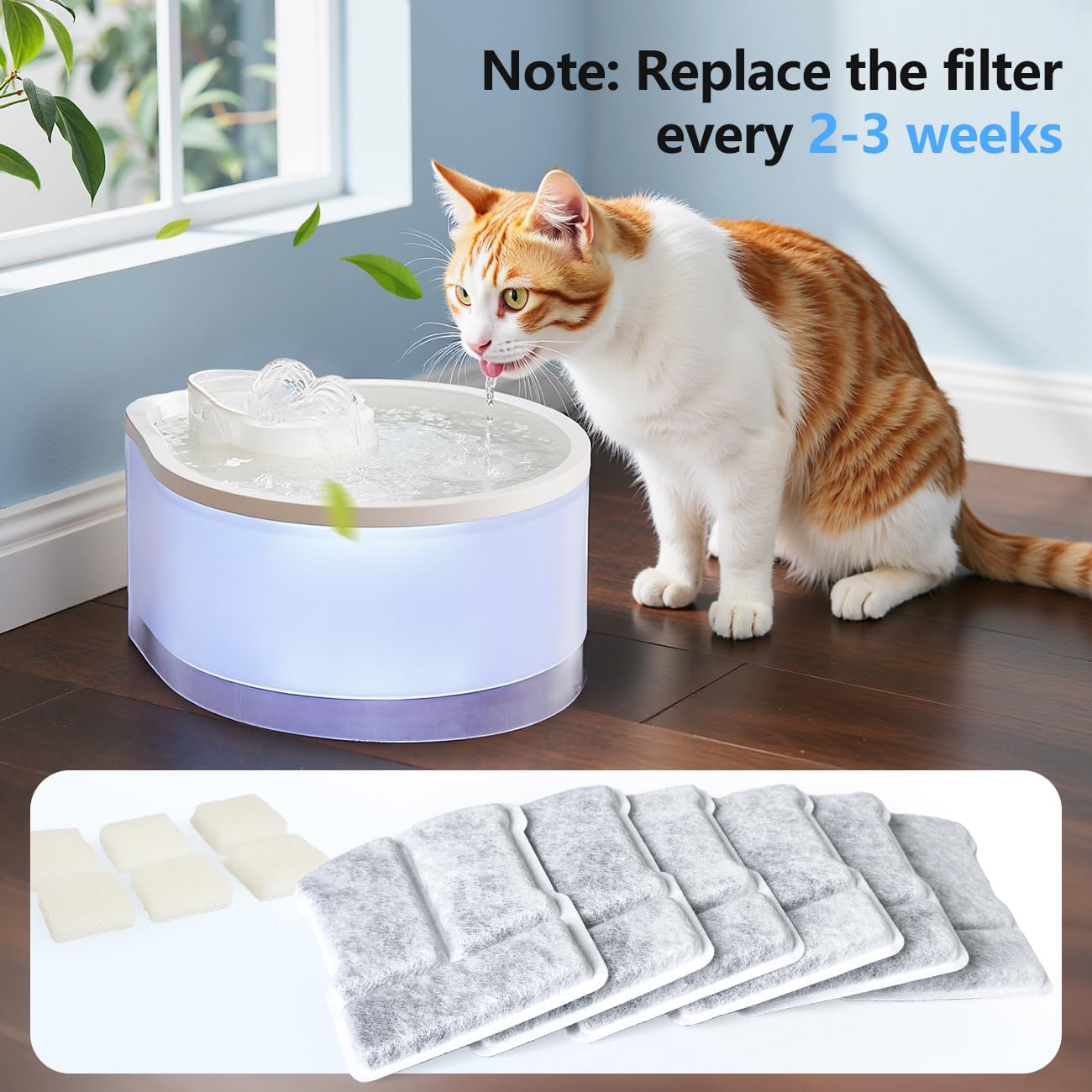 6 Pack Filters for Cat Water Fountain, Compatible with 2.5L Cat Water Fountain for CH-IWD004