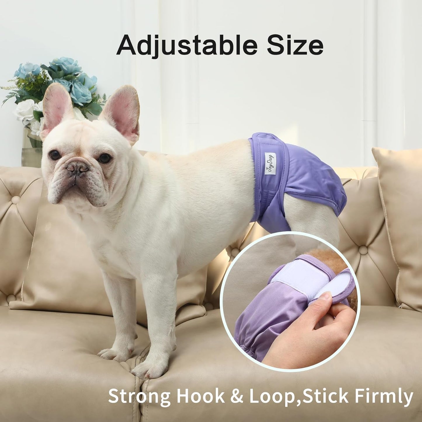 Female Dog Diapers for Small Dogs,4 Pack Reusable Washable Premium Puppy Diapers for Heat,Incontinence,Period Doggy Nappies,S