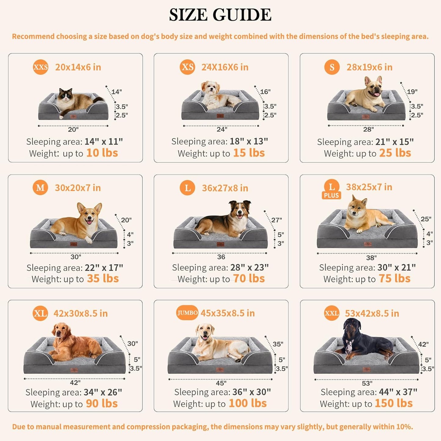 Comfort Expression Orthopedic Dog Bed for Medium Dogs 30x20 Inch, Waterproof Supportive Egg Crate Foam Medium Pet Bed with Removable Bolsters, Dog Couch with Washable Cover & Non-Slip Bottom, Grey