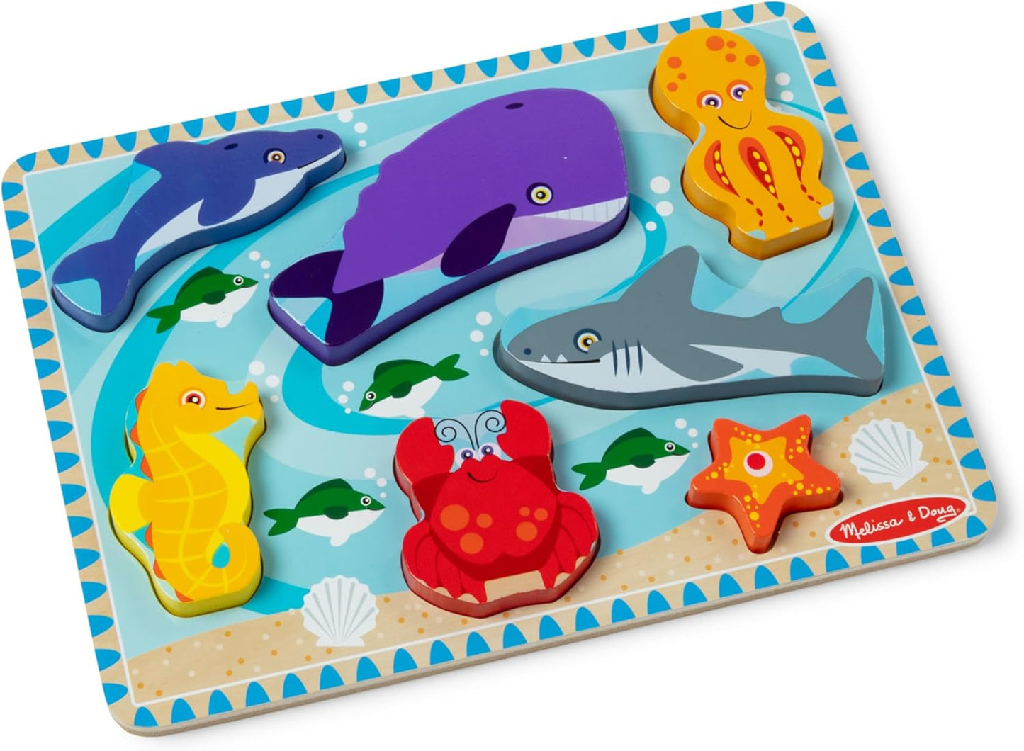 Melissa & Doug Sea Creatures Ocean Wooden Chunky Puzzle - 7 Pieces