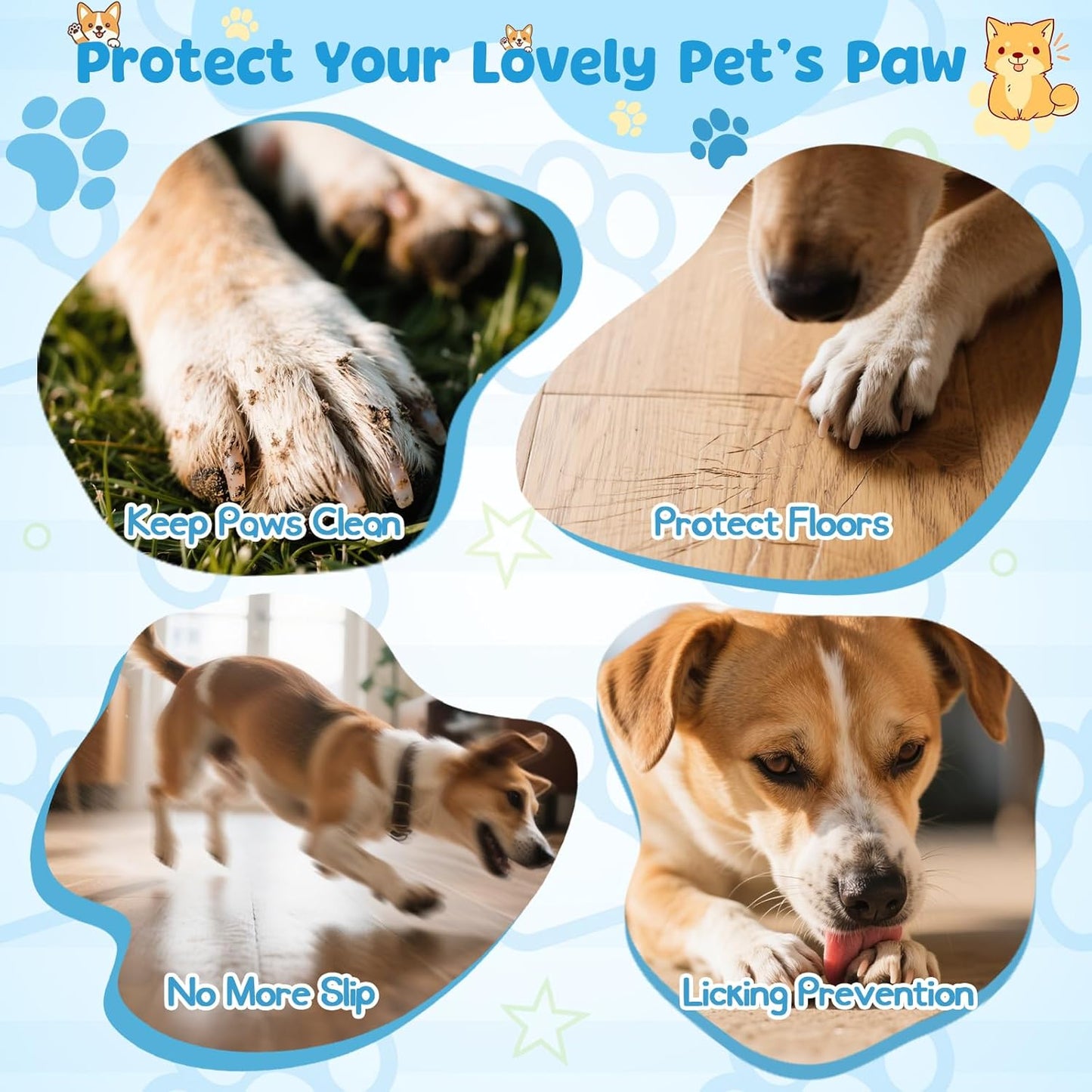Dog Socks to Prevent Licking Paws, Anti Slip Dog Boots & Paw Protectors for Hardwood Floors, Toe Grips for Small Medium Large Senior Dogs, Dog Shoes for Hot/Cold Pavement(Black Bone,L)