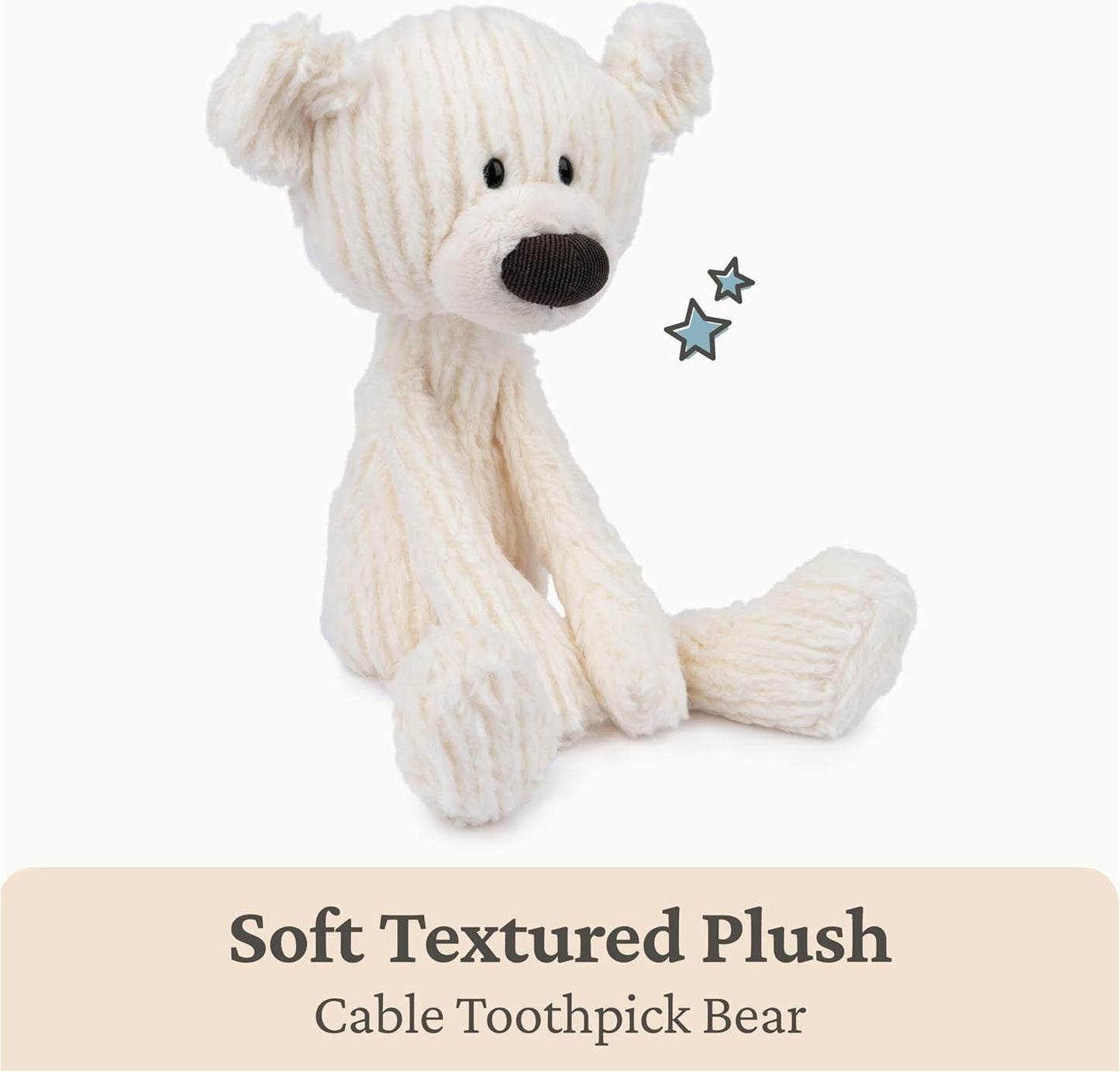 GUND Toothpick Cable, Teddy Bear Stuffed Animal for Ages 1 and Up, Cream/Offwhite, 15”