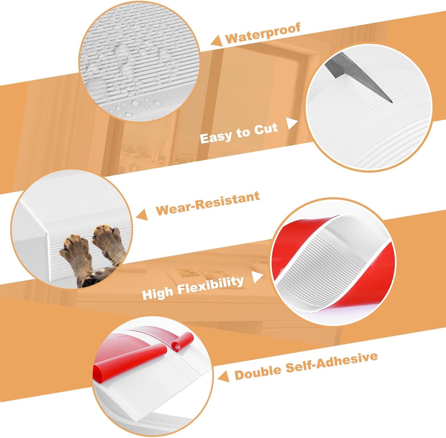 Dog Cat Scratching Window Sill Protector, Self-Adhesive Anti-Scratch Guard for Walls, Furniture - Slip Resistant Pet Shield