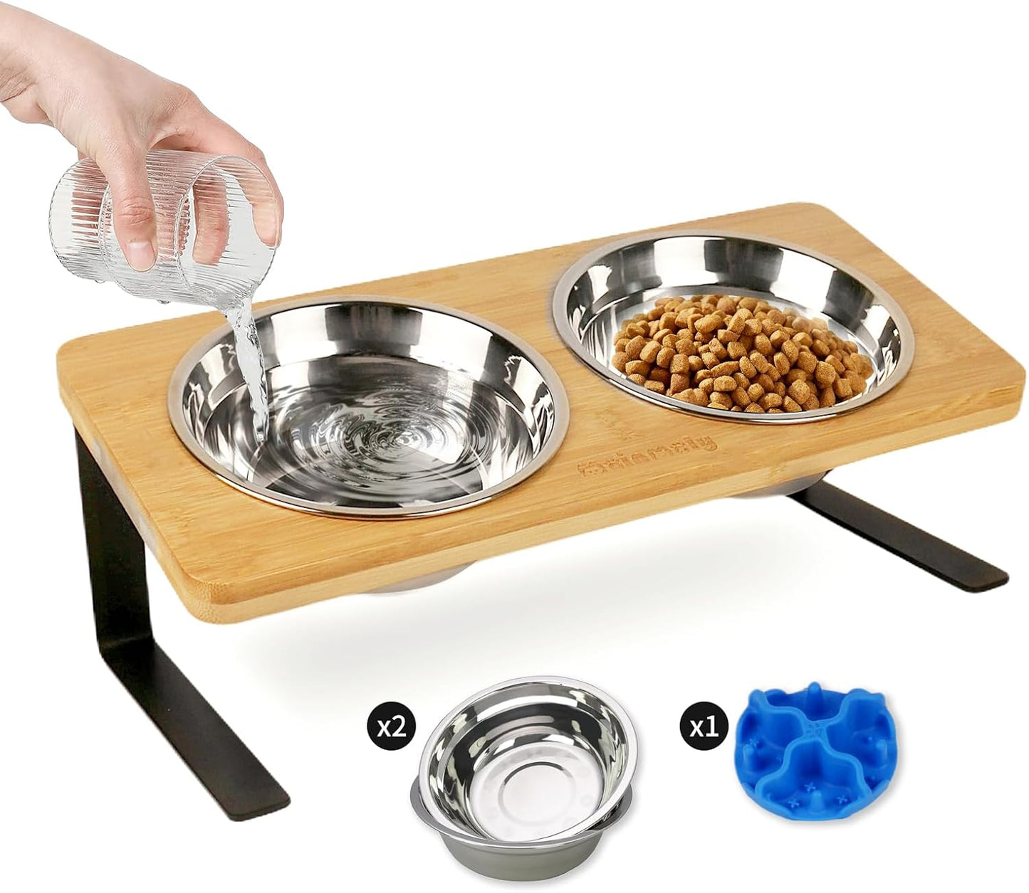Elevated Cat Bowls with Slow Feeder, Anti-Vomiting 10° Tilted, Raised Cat Bowl Stand for Cats & Puppies(4.5" Tall)
