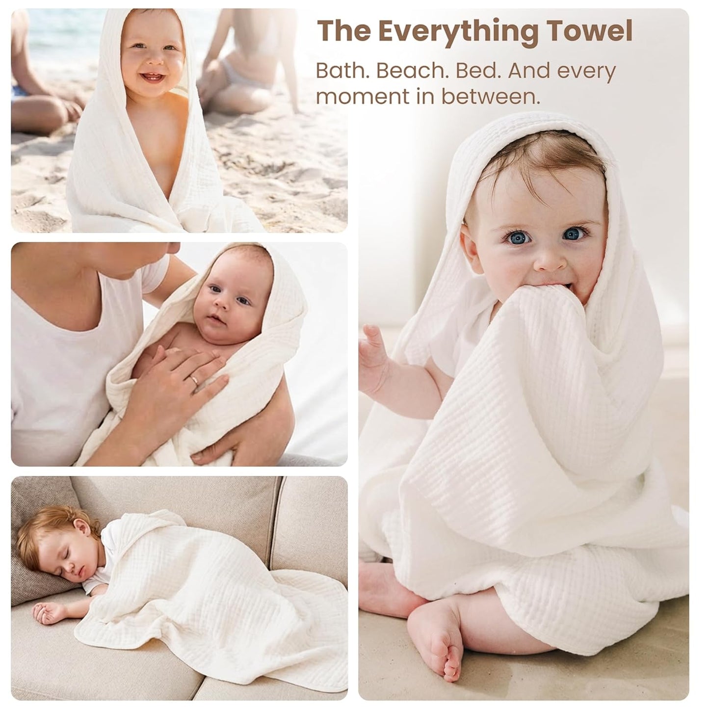 Konssy 2-Pack Muslin Hooded Baby Towels, 100% Cotton, Ultra-Soft & Absorbent Baby Bath Towels with Hood for Newborn & Infant (Pink, Floral,32" x 32")