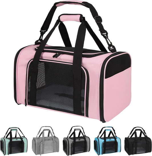 Carriers Soft-Sided Pet Carrier Pink for Medium Large Cats Dogs Undertake 35Lbs,Ventilated Mesh Windows,Top Load Cat Carrier with Airline Approved(X-Large,Pink)