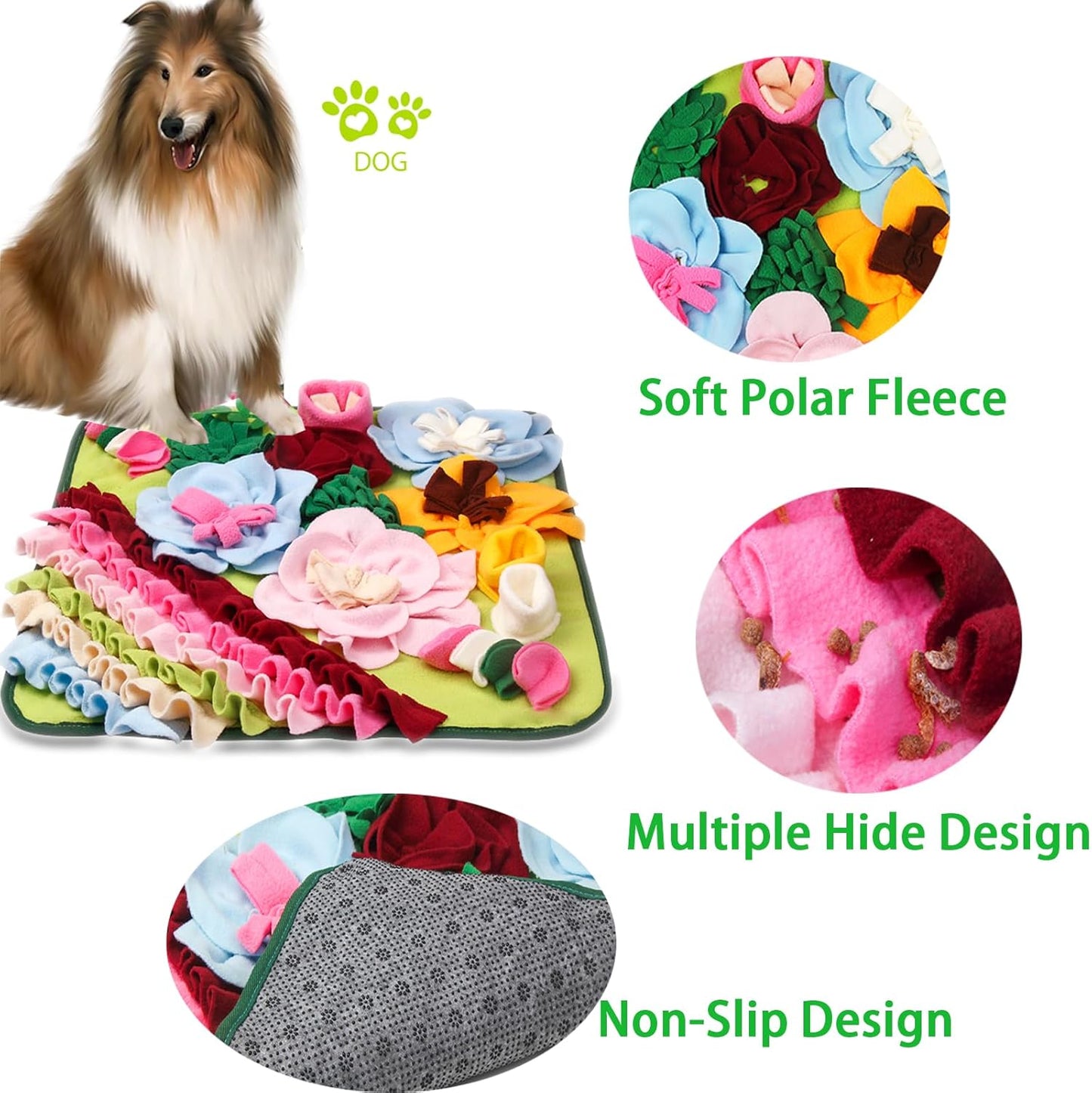 Snuffle Mat Dogs Pet Slow Feeding Mats Puppy Sniffing Pad,Cat Interactive Puzzle Toys for Small,Medium,Large Dogs,Encourages Natural Foraging Skills,Training,Stress Release (Leaf)