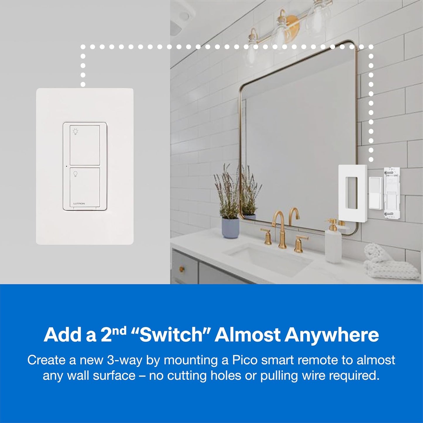Lutron Caseta Original Smart Light Switch Kit w/ Wall Plate and Smart Hub, Compatible w/ Alexa, Apple Home, Google Home, Single-Pole/3 Way, 5 Amp, P-BDG-PKG1WS