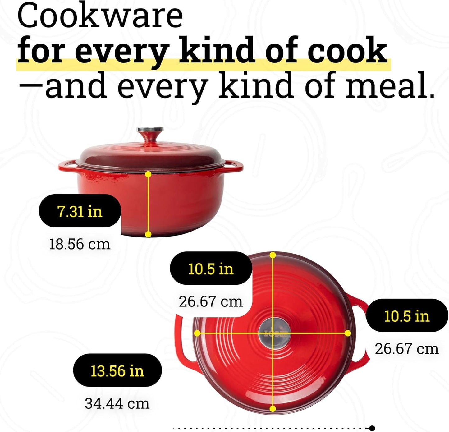 Lodge Essential Enamel Cast Iron Dutch Oven - Perfect for Bread Baking, Braising, Marinating & Slow Cooking - Features Moisture-Sealing Lid & Dual Handles - Kitchen Essentials - 6 Quarts - Island Spice Red