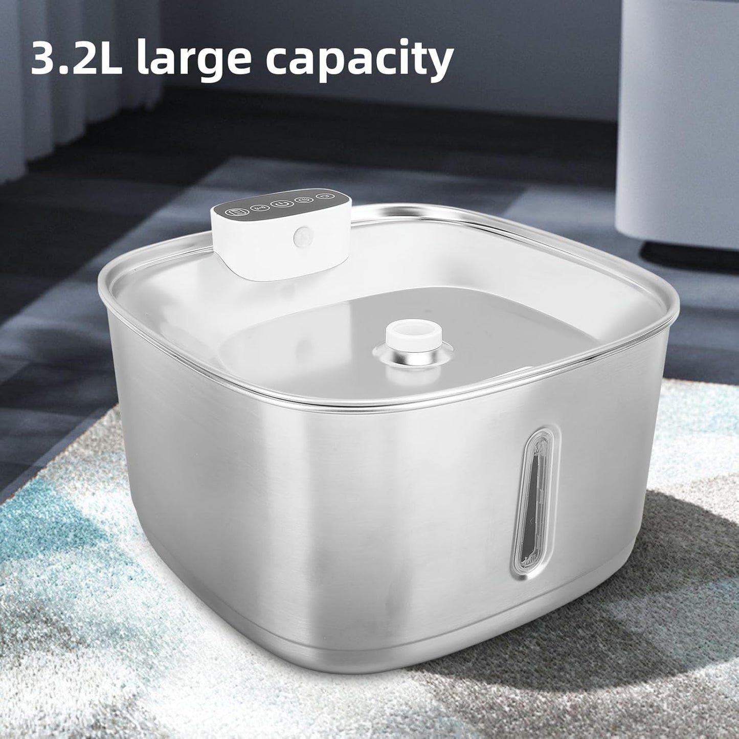 Cat Water Fountain, 3.2L Wireles Pet Fountain Stainless Steel Cordless Automatic Dog Water Dispenser with Filter and Quiet Pump for Drinking