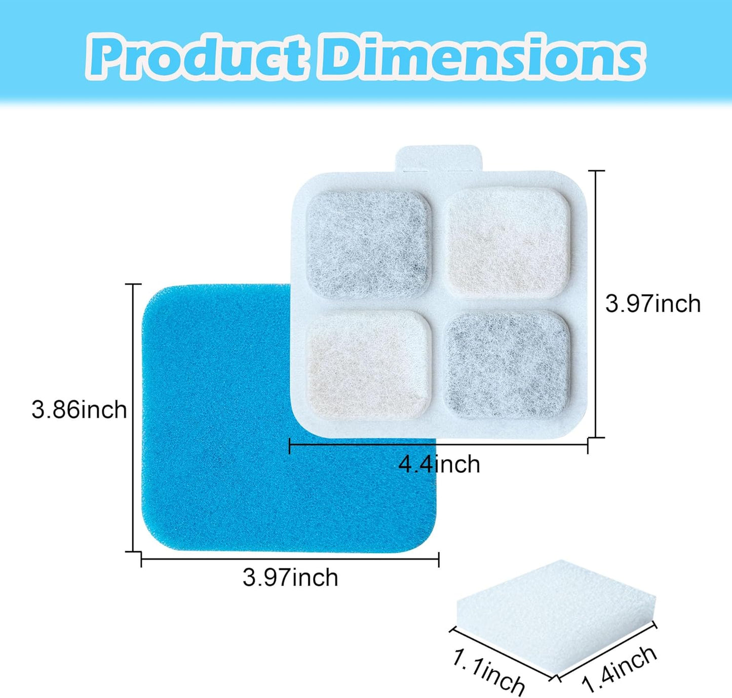 14+14+14 Pack Dog Water Fountain Filter Replacement Compatible with Oneisall PW07SAU 10L/2.64Gal, Replacement Charcoal Filter for Dog Water Fountain Stainless Steel (14 Set)