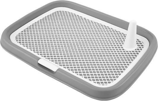 Dog Potty Training Tray for Large & XL Dogs, Extra-Large Indoor Dog Toilet with Mesh Grid & Training Post, Leak-Proof Reusable Pee Pad Holder, 25.6 x 20