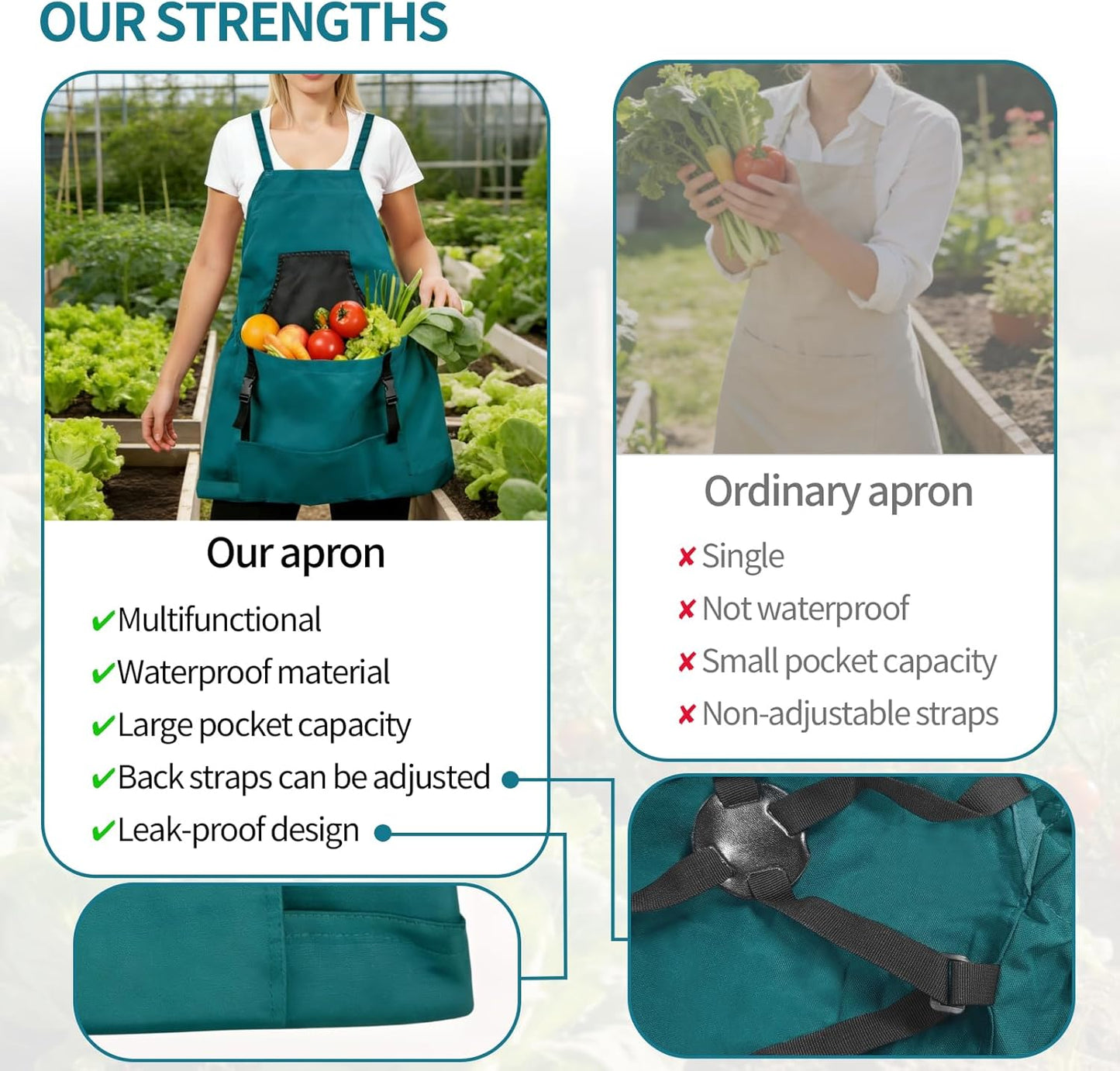 Gardening Apron with Pockets - 600D Waterproof Cross Back Apron for Women, Equipped with Pruning Shears & Gardening Gloves, Ideal for Harvesting, Pruning & Yard Work, Garden Gift