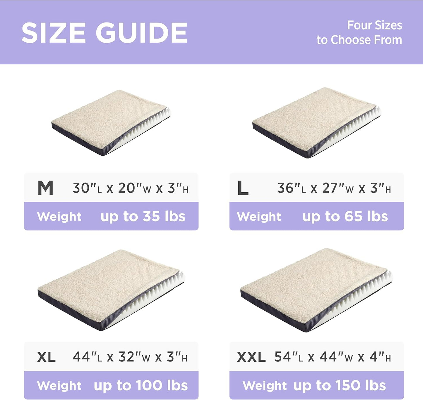 LE SURE XXL Washable Dog Bed Cover Replacement Plush Fleece Cover for Orthopedic Egg Crate Foam Pet Mat 54x44x4 Inches, Grey