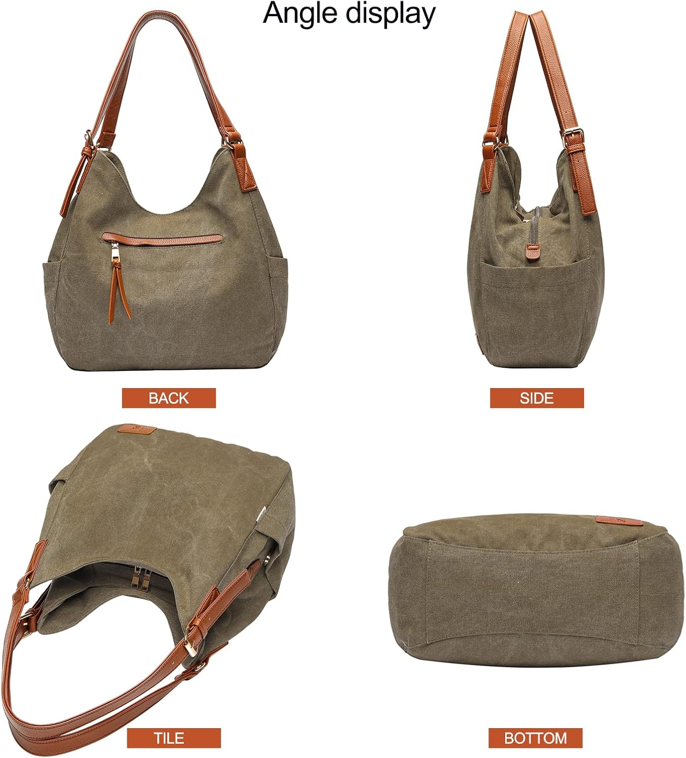 Worldlyda Women Canvas Hobo Purse Multi Pocket Tote Shopper Shoulder Bag Casual Top Handle handbag with Embroidery Ethnic
