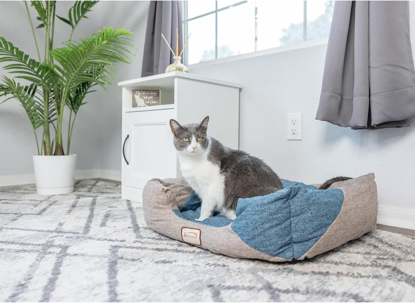Armarkat C47 Cat Bed, One Size,Navy Blue, Beige
