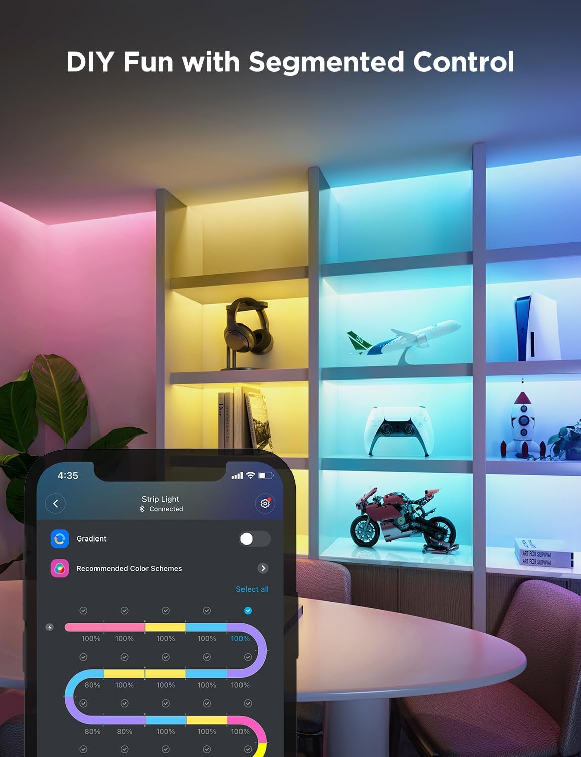 Govee RGBWWIC Strip Light 2 Pro with Matter, 6.56ft Smart LED Strip Lights Compatible with Alexa and Google Assistant, Color Changing LED Lights for Bedroom, Cabinet, Party, Gaming Desk, Home Decor