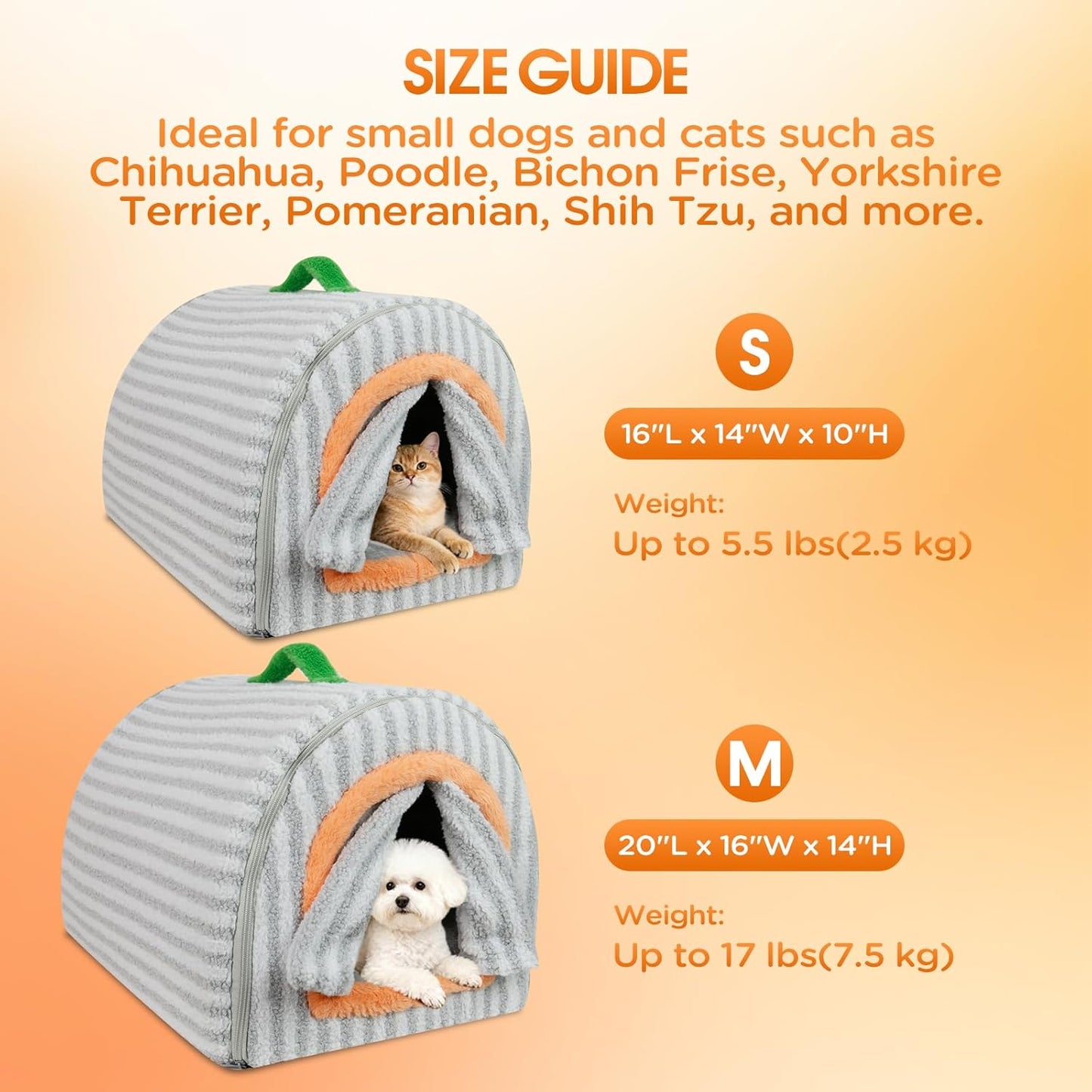Dog House Indoor for Small Dogs, 2-in-1 Enclosed Dog Bed with Cover Cave & Curtain, Dog Tent with Plush Washable Cushion, Inside Dog House for Pets Under 17 lbs(Grey, Medium)
