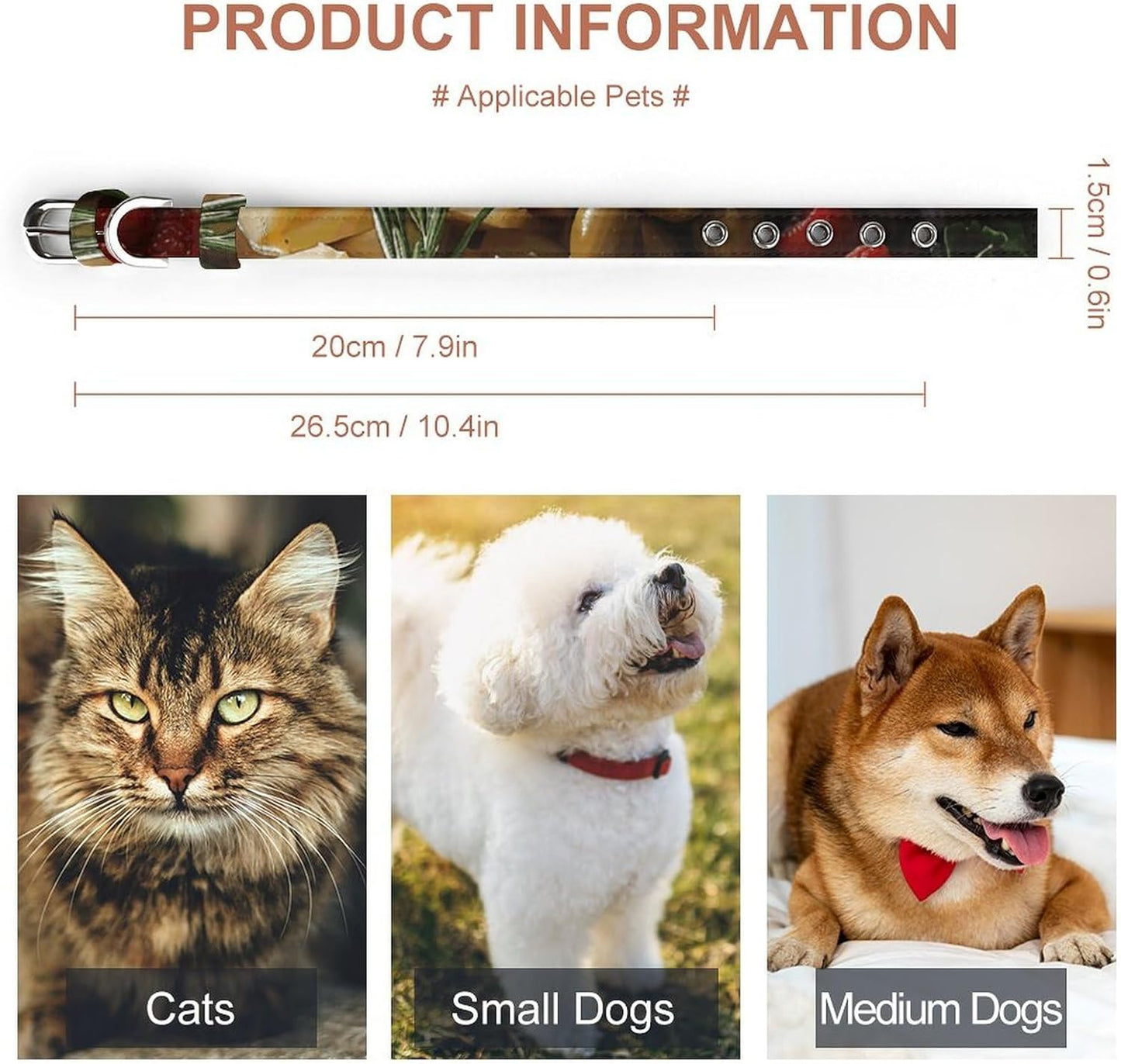 Beautiful Cheese Board Dog Collar with Buckle Adjustable Martingale Pet Collars Cute Female Male Puppy Collar Soft Waterproof Cat Collars for Small Medium Dogs