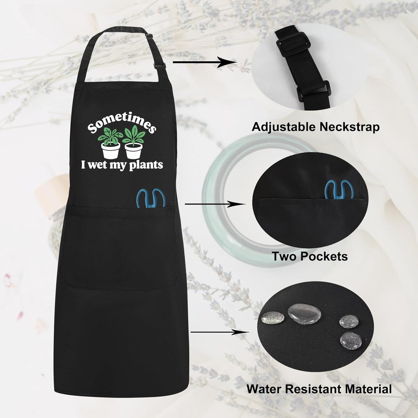 Gardening Apron for Women with Pockets, Adjustable Funny Garden Apron Gifts for Gardener Mom Wife Plant Lover
