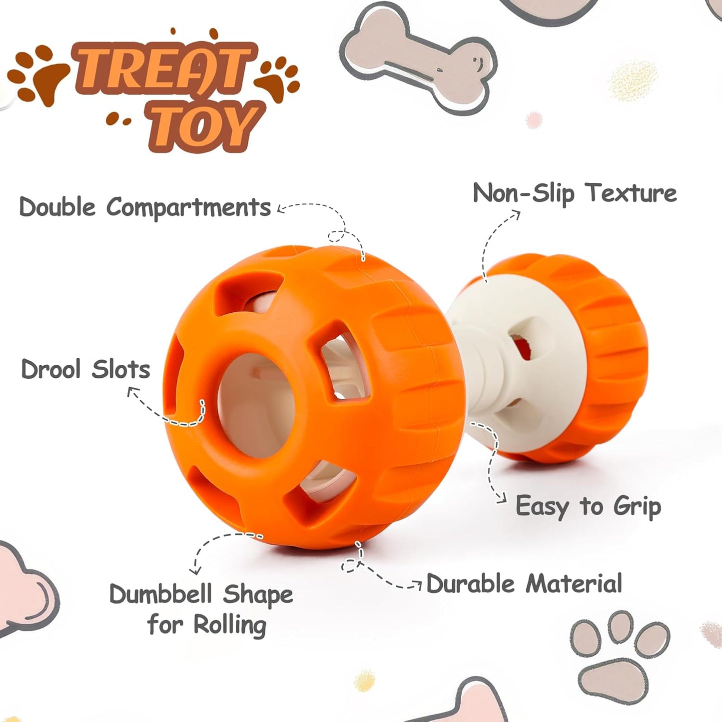 ALL FOR PAWS Dog Frozen Treat Dispenser Toy, Interactive Puzzle Slow Feeder Enrichment Chew Toy for Small to Large Dogs, Dumbbell Treat Ball with Food-Grade Silicone Tray, Reduce Boredom & Anxiety