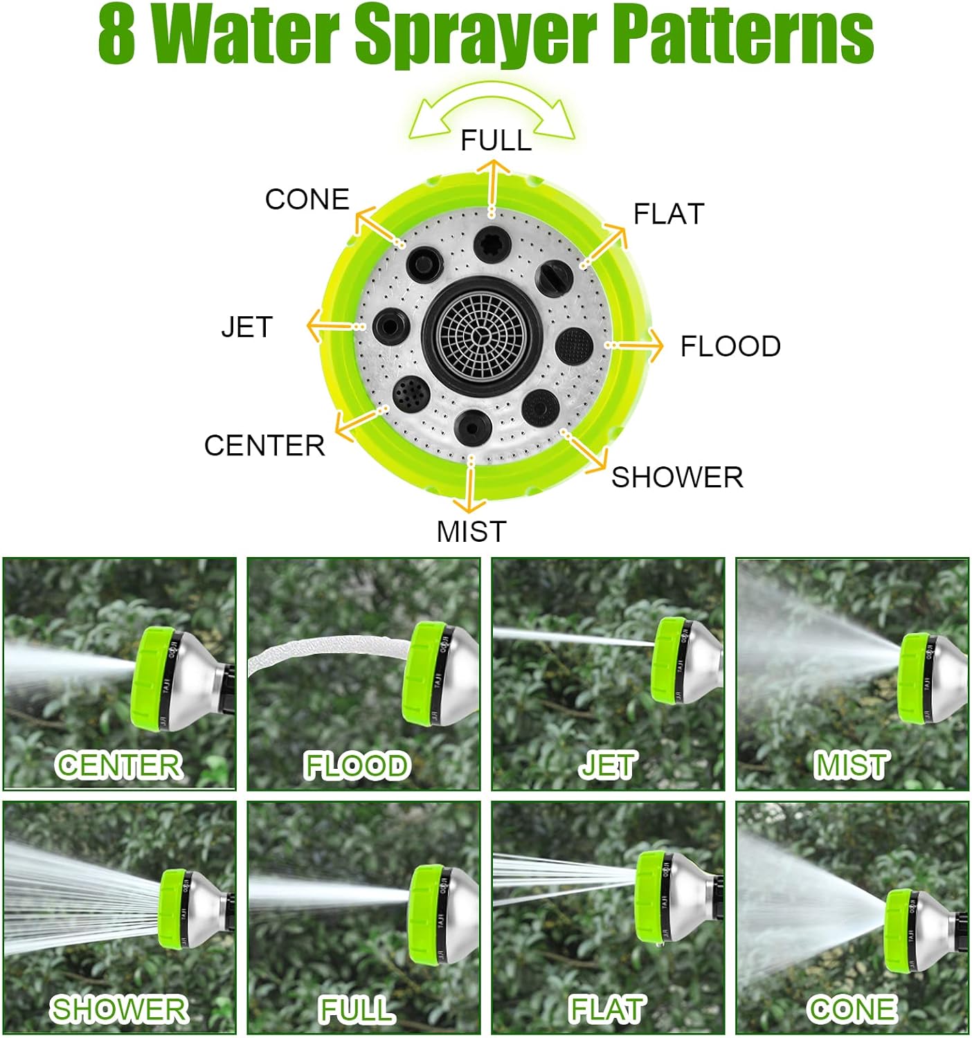 Upgraded Dog Wash Hose Attachment, 8-in-1 Sprayer Mode Garden Hose Nozzle with Pet Grooming Glove and 100cc Soap Dispenser Bottle, Adopted in Watering Flowers, Car Wash, Dog and Horse Showering