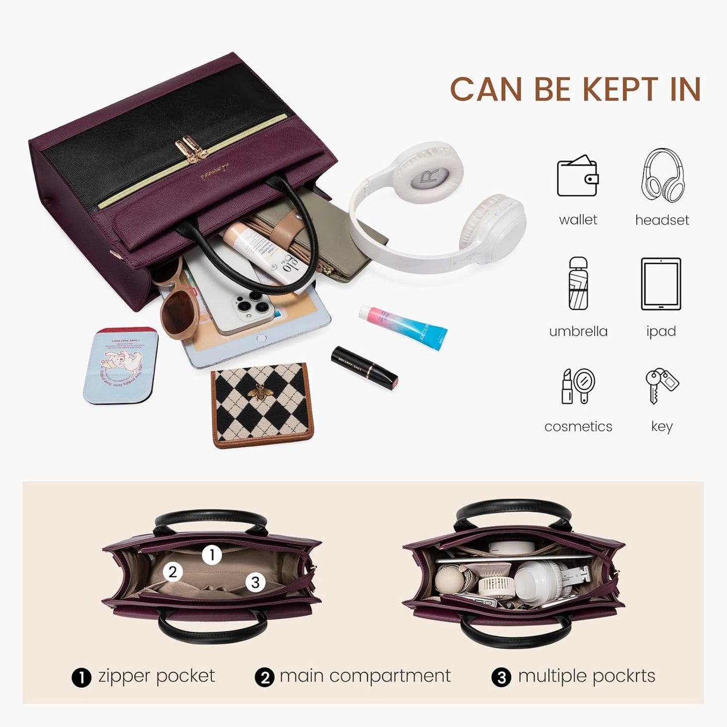 LOVEVOOK Purses and Handbags for Women,Leather Shoulder Bag Black Purse Tote,Satchel Crossbody Bags Top Handle for Ladies