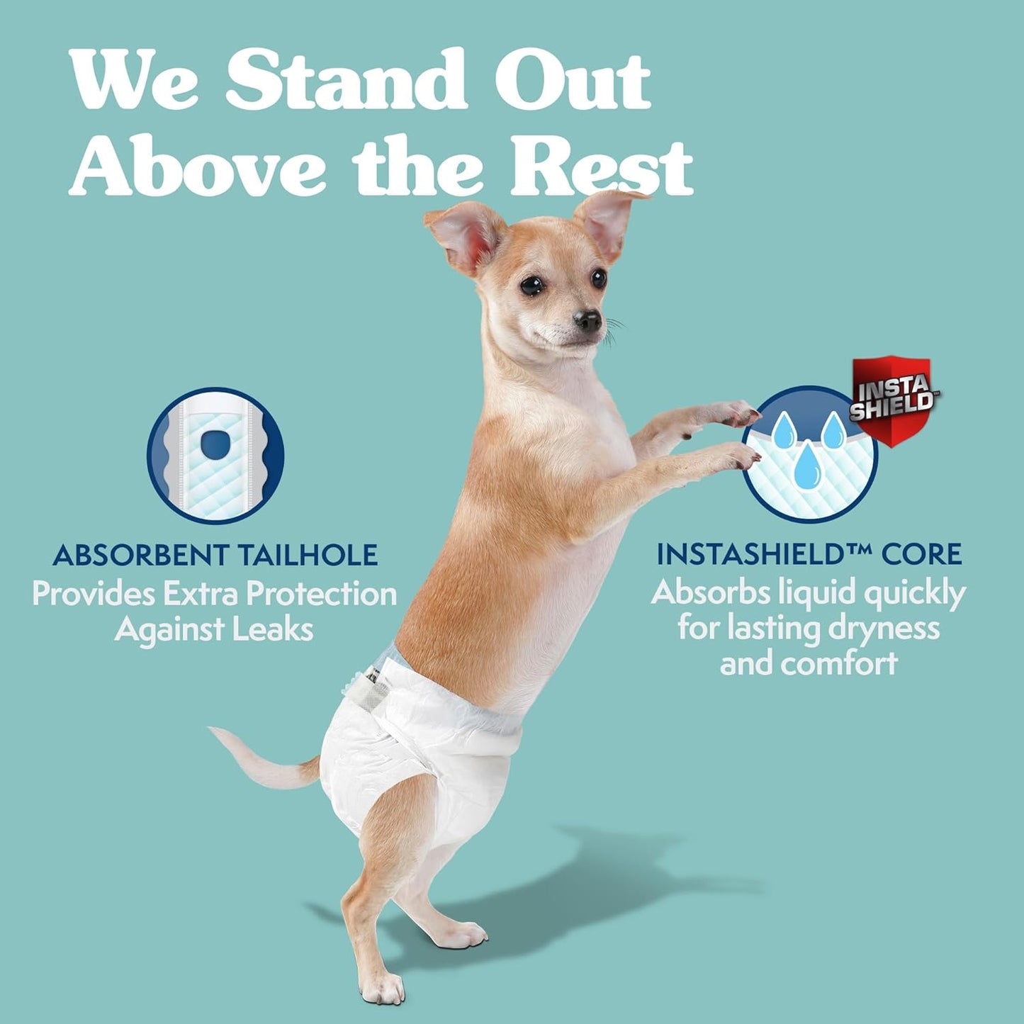Simple Solution Disposable Dog Diapers for Female Dogs, Leak Proof Diaper for Dogs, Potty Training, XS Puppy Training, Incontinence, Diaper for Peeing, For Small Pets, 9-14 Inch Waist, 12 Count