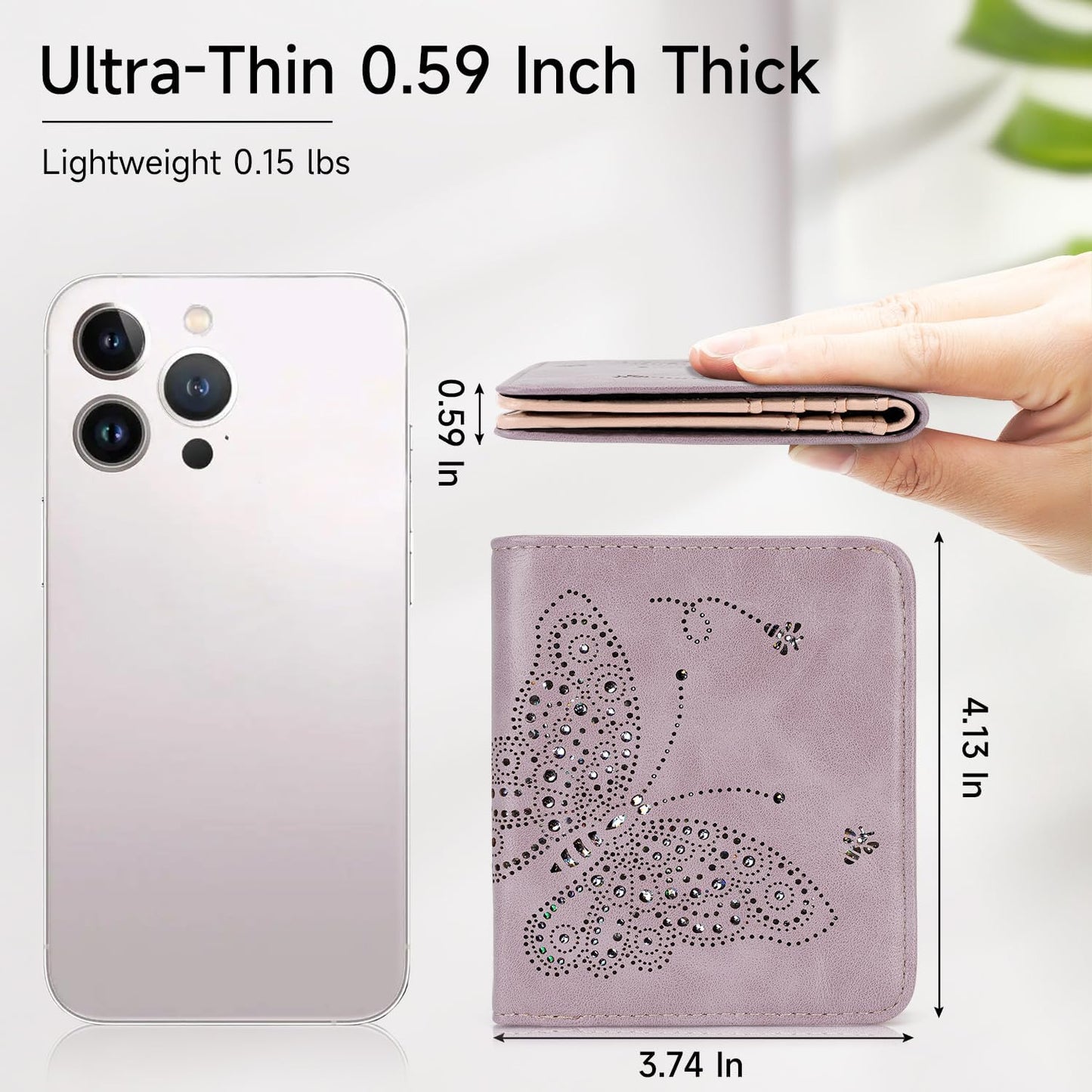 Small RFID Wallet Women Ultra Thin Slim Womens Wallet Mini Compact Bifold Pocket Ladies Wallets for Women Purple