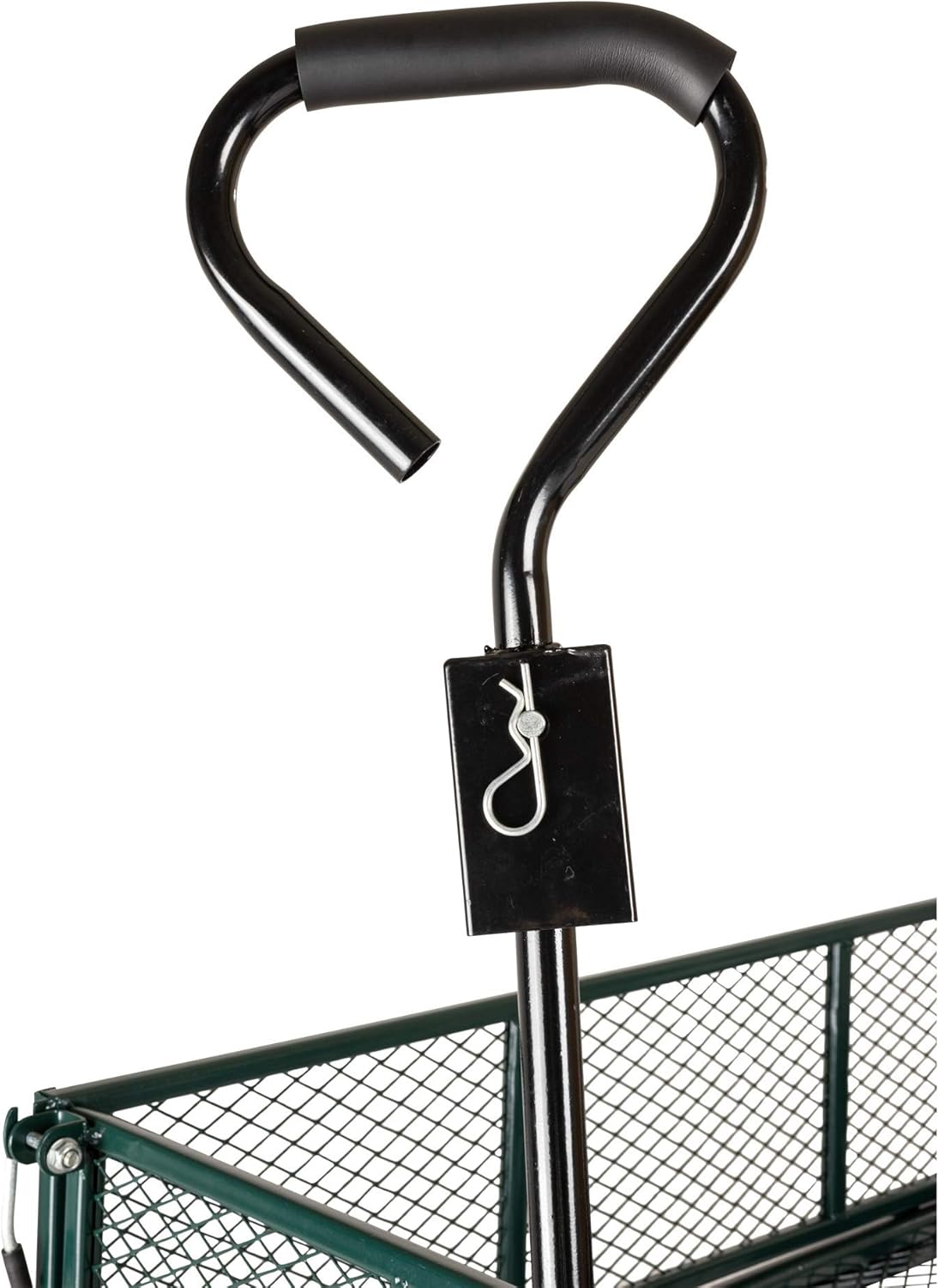70107 Garden Cart/Utility Cart, Hinged/Removeable Sidewalls, Four 10-inch Wheels, Loop Handle with Convertible Hitch Attachment, Steel Powder-Coated Mesh Frame, 700-pound Capacity, Green