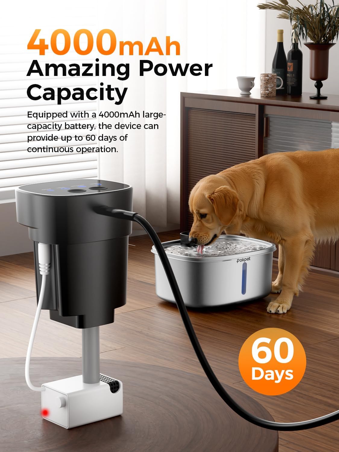 Water Fountain for Dogs Home Outdoor Multi-Pet Stainless Steel 10L/2.64gal Wireless Large Dogs Motion Sensor Dispenser Filtered Cordless Bowl Waterer -Wireless Stainless Steel&1Filters