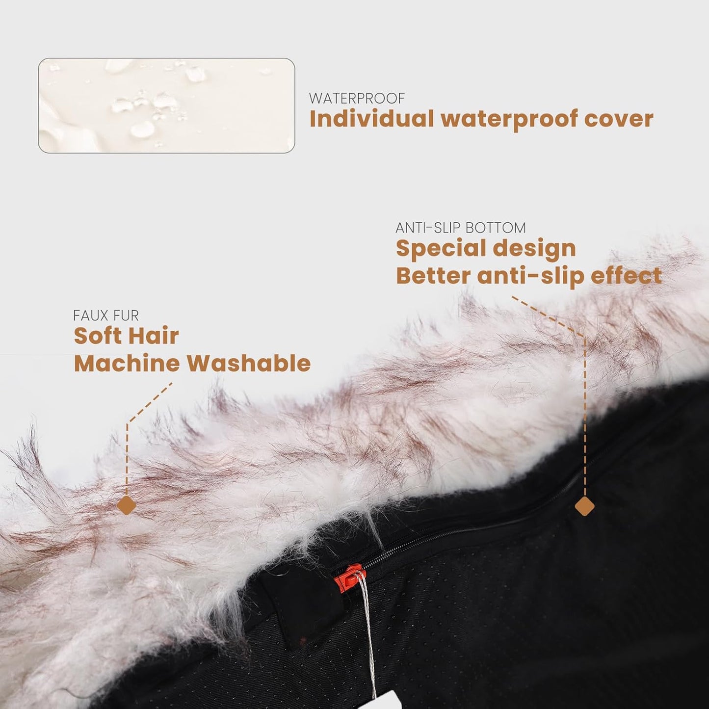 Laifug Luxury Faux Fur Dog Bed, 5-inch Thick Grade Ultra Soft Orthopedic Memory Foam Dog Bed with Faux Fur Cover, Plush Pup Rug with Removable Cover, Waterproof Liner（White）