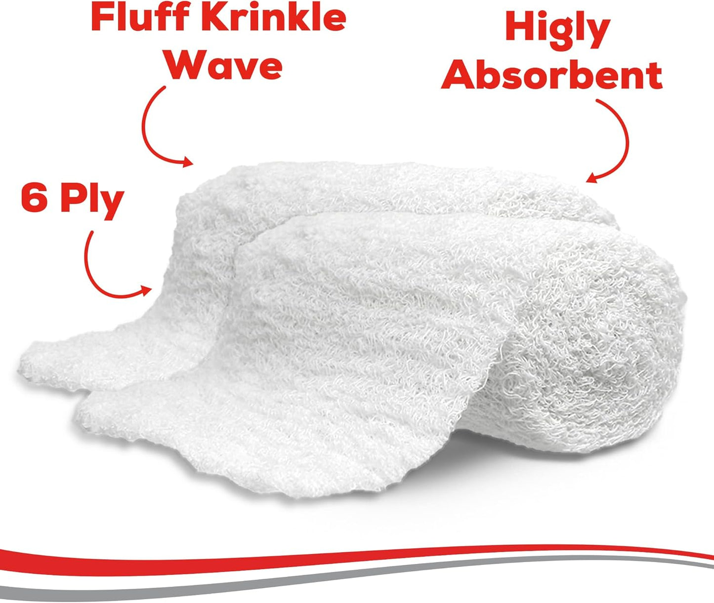 HEALQU Kerlix Type Gauze Bandage Rolls - 4 ½ in x 4.1 Yds, 6 Ply - 24 Single Sterile Pocuhes - Extra Absorbency, Latex Free, Hospital Grade Cotton Krinkle Fluff Bandage Wrap - Wound Care & First Aid