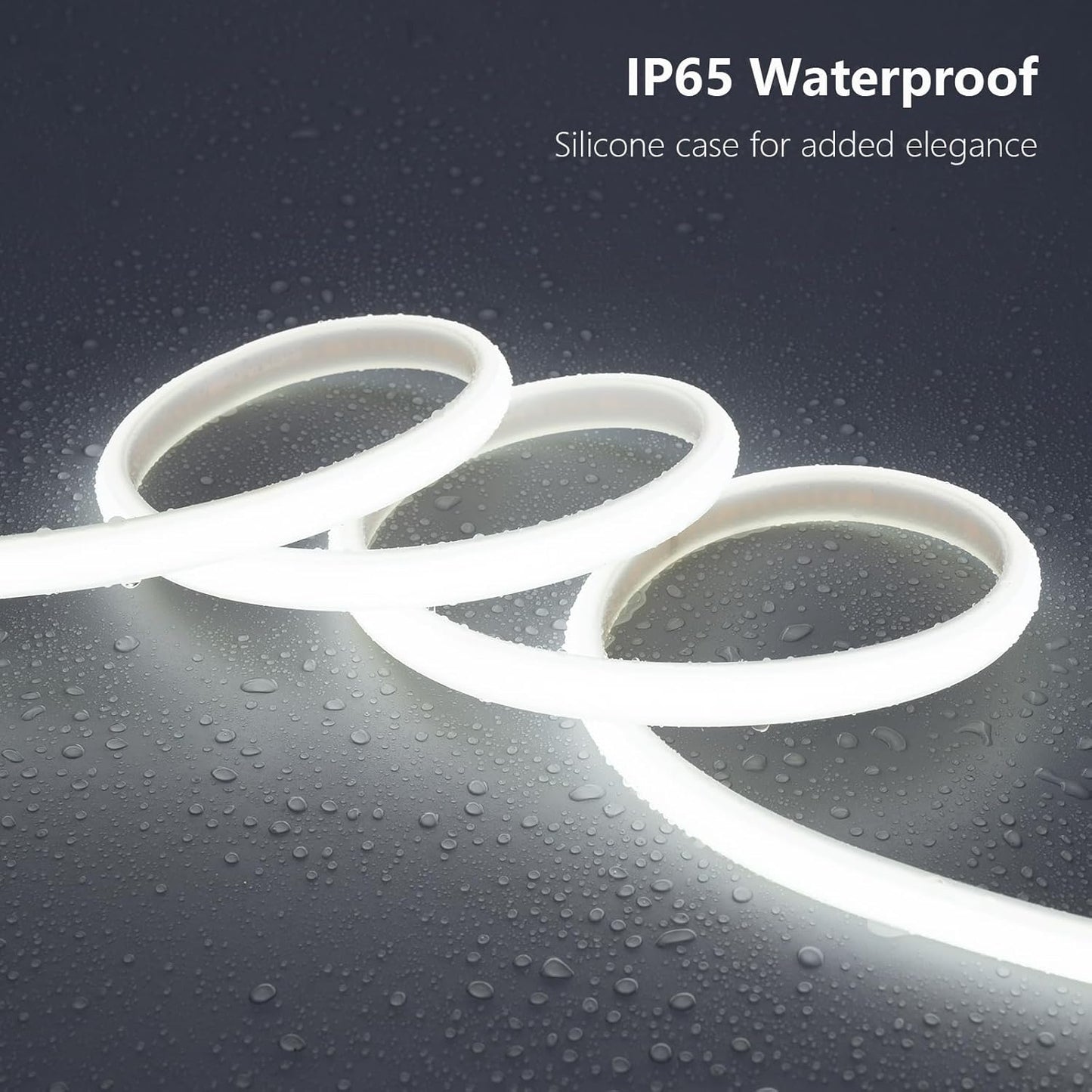 AC 110V COB LED Strip Lights Outdoor Waterproof 65.6ft, 6000K Cool White Super Bright 200W CRI 90+ LED Rope Light, IP65 Flexible Cuttable, for Bedroom Garden Commercial House