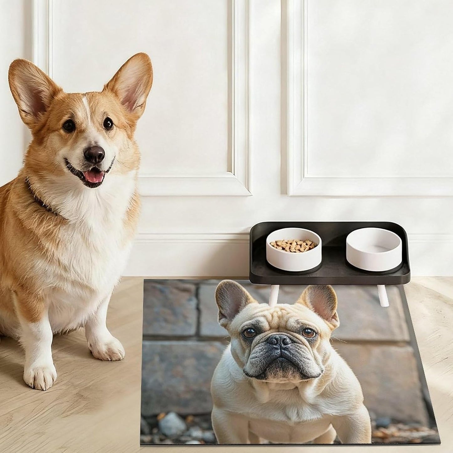 Dog Food Mat Pet Leather Tablecloth French Bulldog Pet Feeding Mat Anti-Slip Dog Bowl Mats Absorbent Pet Placemats for Dogs Protect Floor Dogs Pad for Food and Water