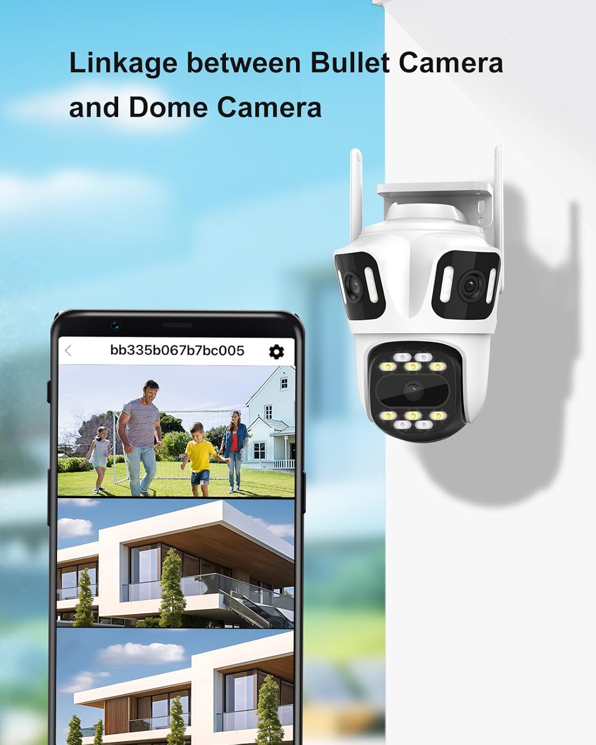 9MP Three Lens Wireless Outdoor Security Camera, 360° Pan/Tilt, 2.4GHz WiFi, AI Auto Tracking, No Blind Spot,24/7 Recording, Night Vision,Spotlight,2-Way Audio, IP66, for Home Surveillance