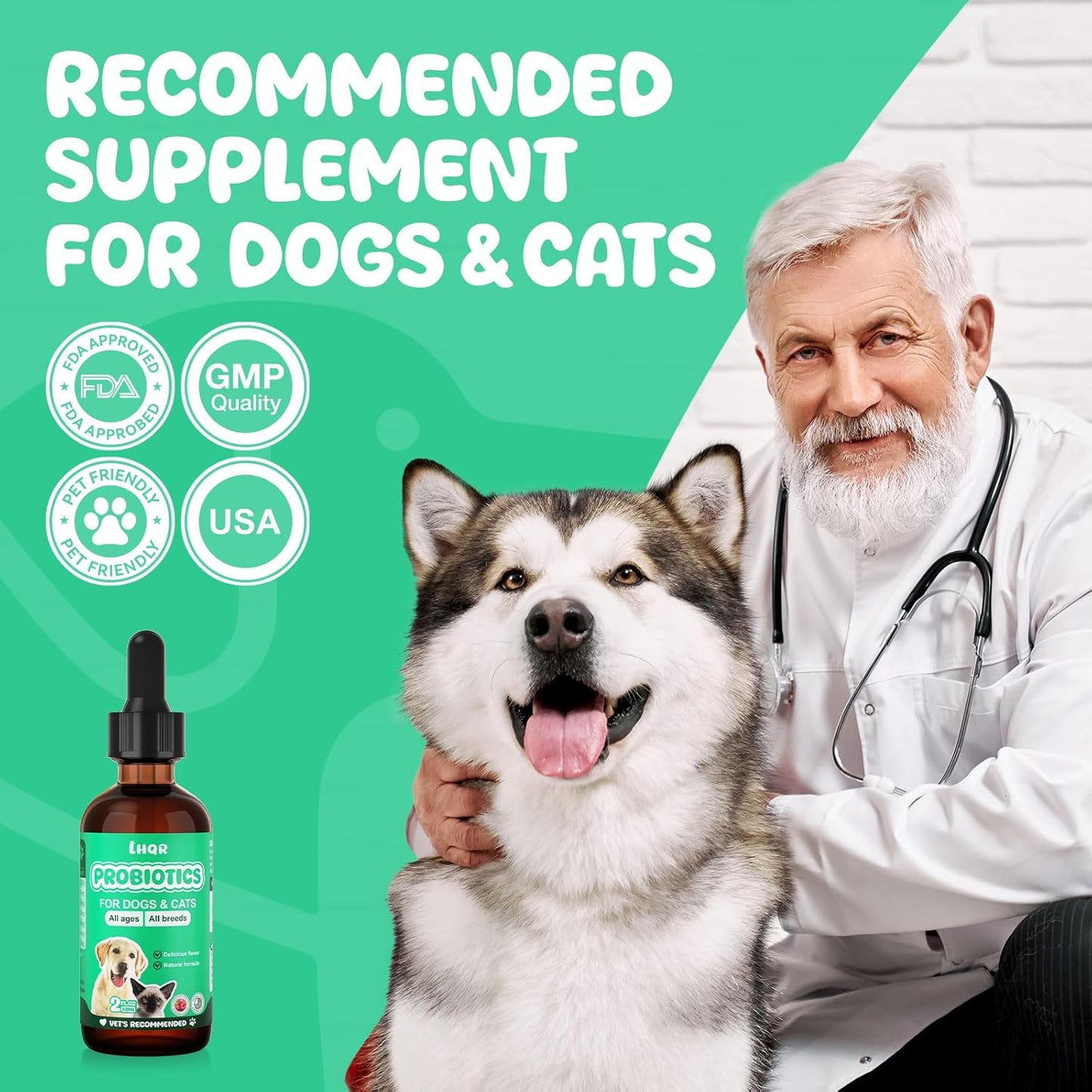 Liquid Probiotics for Dogs & Cats with Prebiotics & Digestive Enzymes - 3-in-1 Formula for Gut Digestive Health & Nutrient Absorption, Supplement Drops - 1.2 Billion CFU - 2 FL Oz