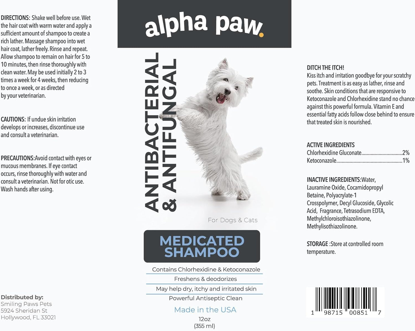 Smiling Paws Pets Medicated Grooming Kit Including: Wipes, Shampoo, and Brush for Dogs & Cats