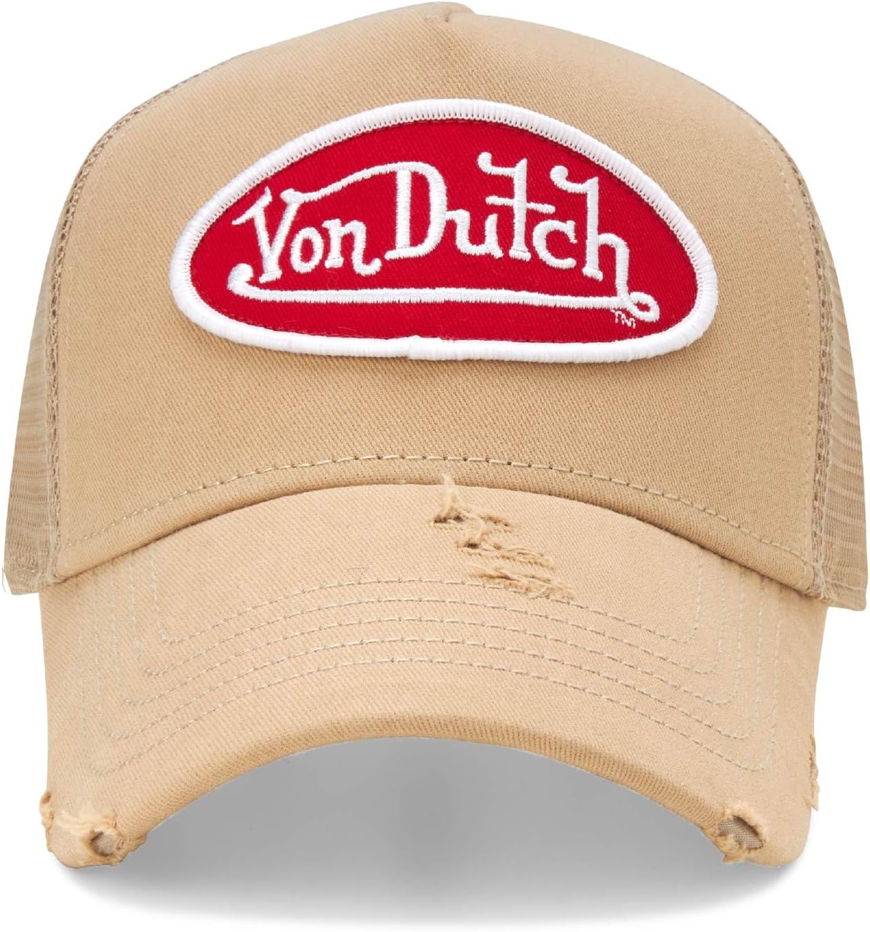 Von Dutch Unisex Trucker Hat - Curved Bill Mesh Back Retro Classic Colorblock Snapback Baseball Cap for Men and Women
